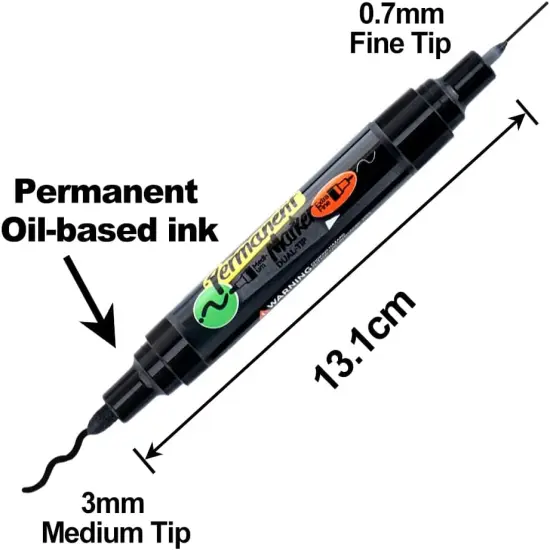 2 Black Dual-tip Permanent Paint Markers Oil Based Waterproof {2}