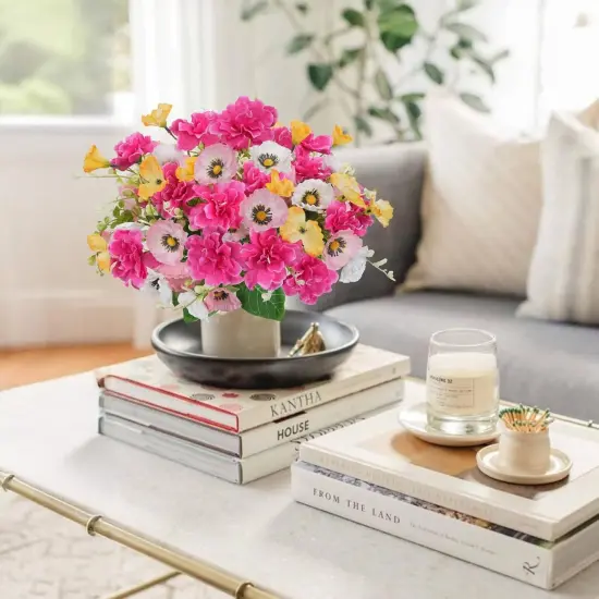 6 Bundles Summer Tabletop Floral Arrangements Artificial Flowers Silk Poppy Flowers for Decoration Real Touch Fake Flowers with Stems Faux Wildflowers {5}