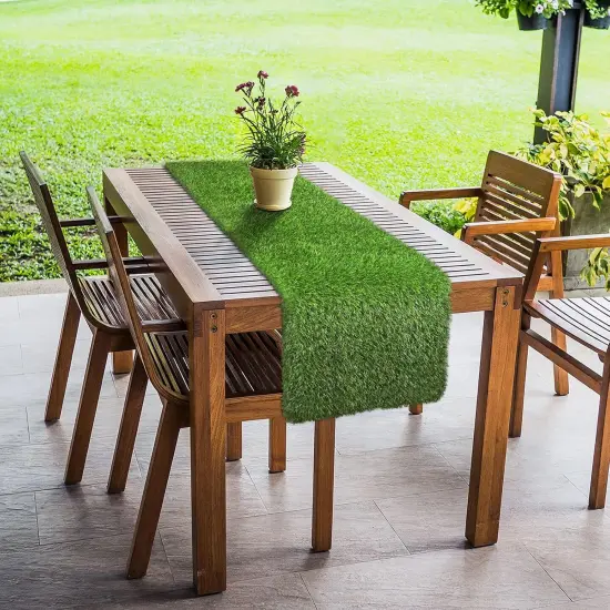 Artificial Grass Table Runners 12 x 120 Inch Synthetic Grass Table Runners Grass Rug Table Decorations for Spring Summer, Wedding, Baby Shower, Party Decor {4}