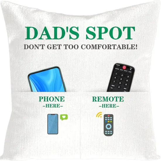 1PCS Dad&rsquo;s Spot Throw Pillow Case, Father's Day Pillow Cover with 2 Pockets, Father's Day, Birthday, Thanksgiving Gift for Daddy Papa, Father's Day Linen Square Throw Pillow Case for Sofa Bed {1}