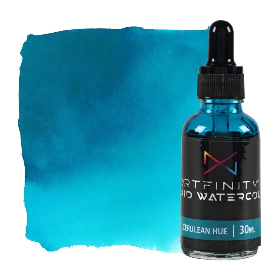 Artfinity Liquid Watercolor Paint 30 ml Bottle, Cerulean Hue - Vibrant Dye-Based Liquid Watercolor w/ Glass Pipette, Fast-Drying, Fine Art Paint for Calligraphy, Airbrushing & Traditional Art {1}