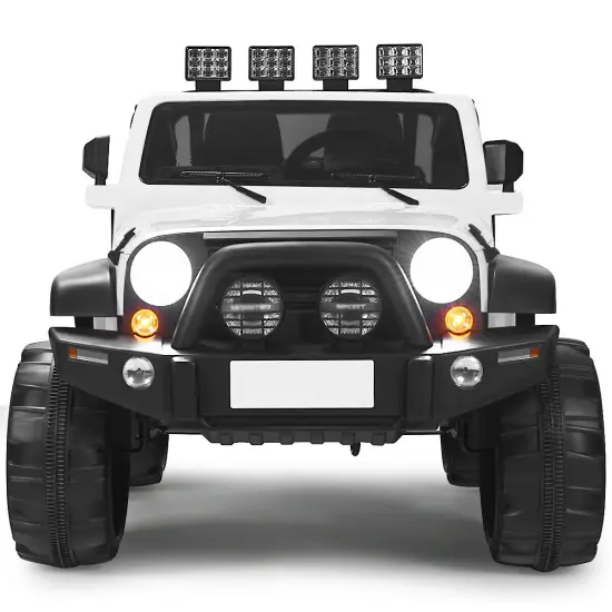 2-Seat Ride-On Car Truck with Remote Control, LED Lights, Music and Safety Features White {1}