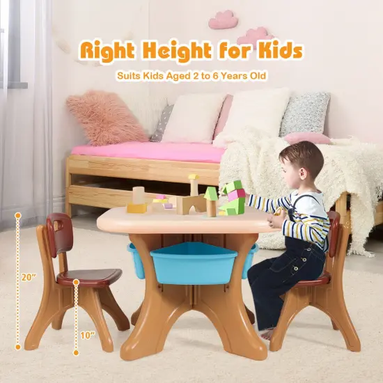 Kids Activity Table and Chair Set Play with Storage Coffee {6}