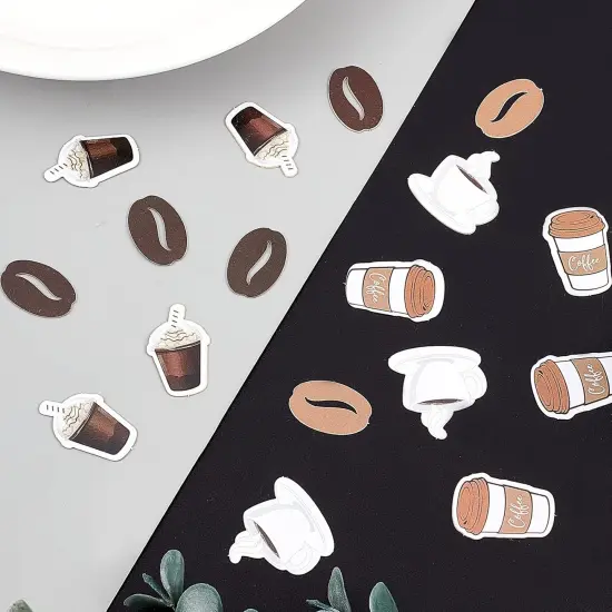 Coffee Confetti, 200pcs Cup Bean Confetti, Coffee Themed Bridal Shower, Baby Shower, Birthday Party Decorations Cafe Bar Table Decorations for Cafe Lovers {2}