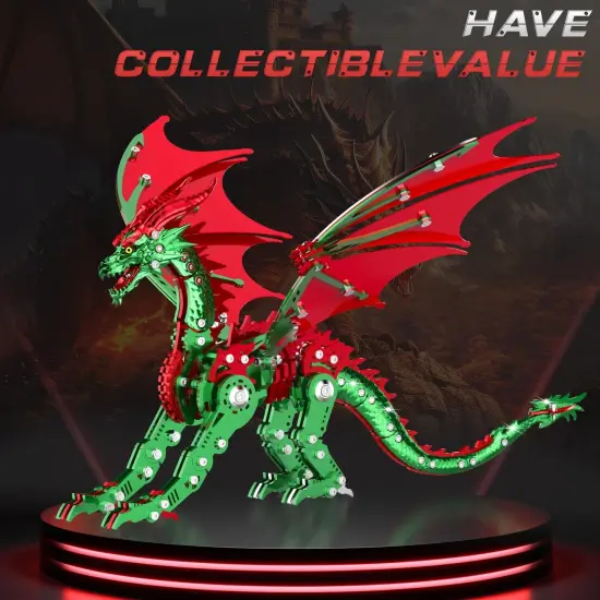 3D Puzzles for Kids,Stainless Steel Pteranodon Metal Kit - 3D Metal for Kids, Parent-Child Activity Toy/Building Blocks,Jigsaw Toy for Family Game (Red-Green) {3}