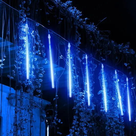 10Pcs Solar Meteor Shower Lights Outdoor - Waterproof LED String Lights with Remote, IP65 for Garden, Christmas, Wedding, Party Decor {1}