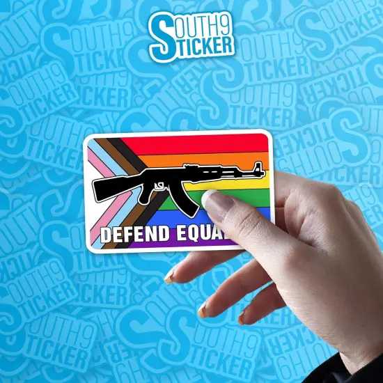 (3Pcs) Defend Equality Sticker LGBT LGBTQ+ Rainbow Pride Stickers 2" Guns Pride Month Trans Gay Waterproof Die-Cut Vinyl Sticker for Laptop Water Bottle Phone Car Gifts for Her Him Friends 2 Inches {5}