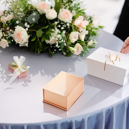 6 Pack Magnetic Gift Boxes with Lids, 9.5 x 7 x 4 Inches for Birthday, Wedding, Groomsman and Bridesmaid Proposal Box (Rose Gold) {3}
