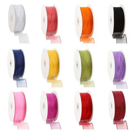 LaRibbons 1 1/2" - 2 1/2" Wired Sheer Ribbon | 50 Yard Roll {7}