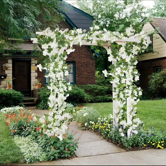 Artificial Cherry Blossom Flower Vine Hanging White Cherry Blossom Flower Silk Garland Hanging Vines Faux Flowers for Outdoors Spring Wedding Party Home Table Centerpiece Arrangement Decor {2}