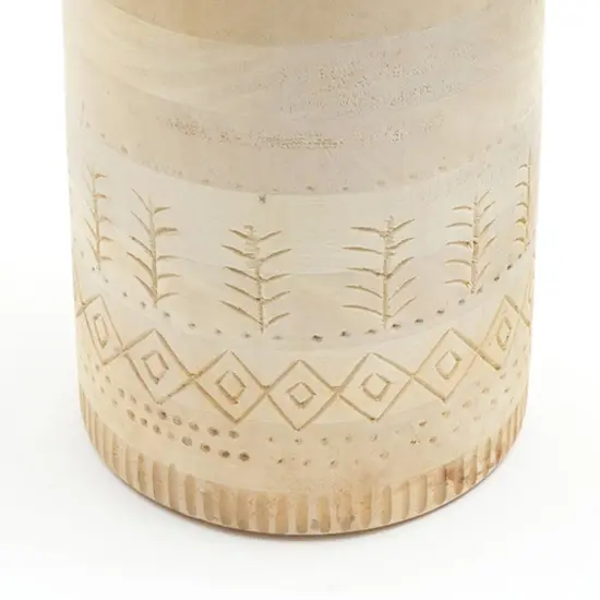 Wooden Decorative Accent Vase - 7" x 11" White {3}