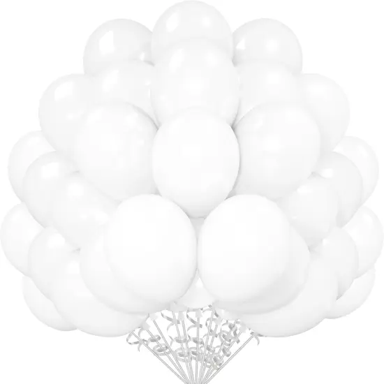 White Latex Balloons 12 inch 200 Pack Matte Helium Balloon for Birthday Wedding Baby Shower Party Decorations {1}