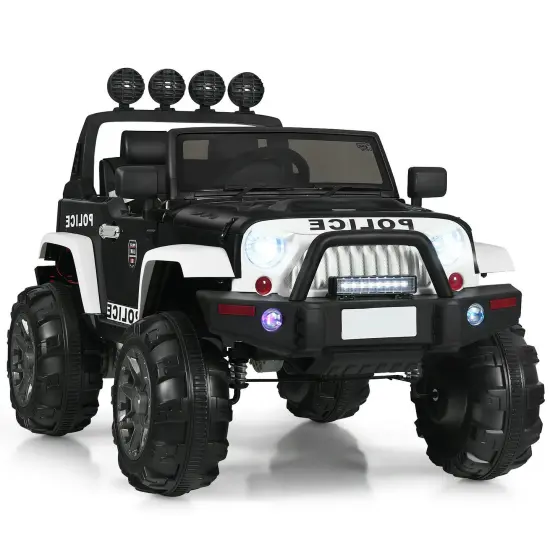 Iron Ride-On Car with Music, LED and Safety Features for Kids Black {9}