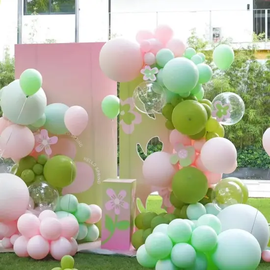 Sage Green Pink Gold Balloon Arch Kit, 141Pcs Sage Green Pastel Pink Chrome Gold Sand White Latex Balloons for Birthday Wedding Baby Shower Gender Reveal Anniversary {5}
