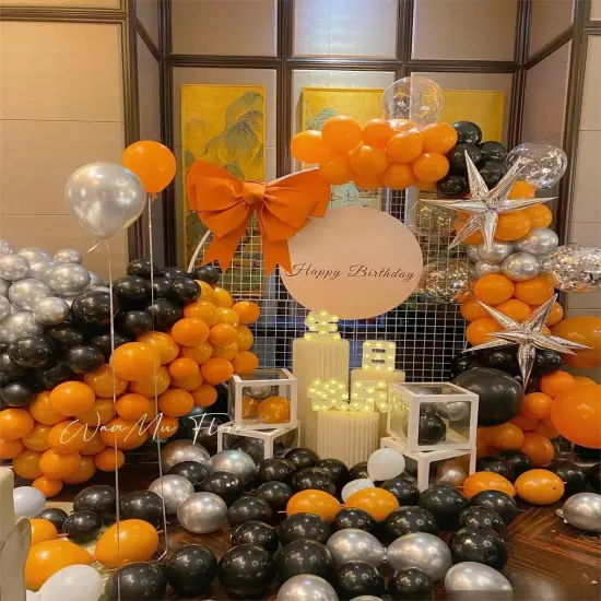 Orange Black and Metallic Silver Balloons Garland Arch Kit, 146 Pcs Latex Balloons with Confetti for Birthday Party Graduation Father's Day Anniversary Bachelorette Party Decoration {3}