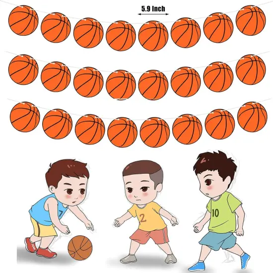 3PCS Basketball Party Supplies Party Banners - Sports Basketball Game Party Decorations - Basketball Baby Shower/Birthday Party Garland Wall Decorations Photo Props {2}