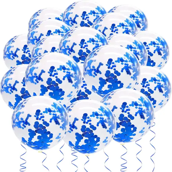 Blue Confetti Balloons, 25 Pcs Thickened 12 Inch Clear Latex Balloon with Confetti Inside for Graduation Decorations Engagement Bridal Shower Party Baby Shower Birthday Party Decoration Supplies {1}
