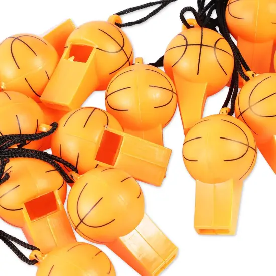 Basketball Whistles for Party Favor, Sports Birthday Supplies (24 Pack) Orange {6}