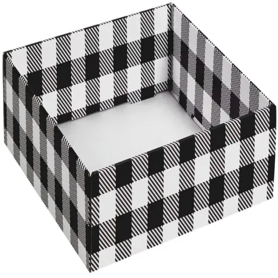 Pack/6: Black & White Plaid Decorative Trays - 10 x 10 x 3" {1}