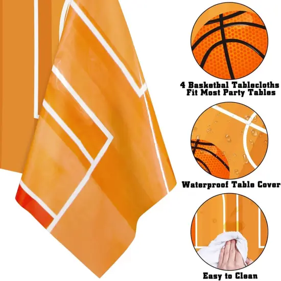 4 Pcs Basketball Tablecloths March Party Favors Waterproof Table Cover Basketball Birthday Party Decoration Plastic Table Runner Disposable Table Cover {2}