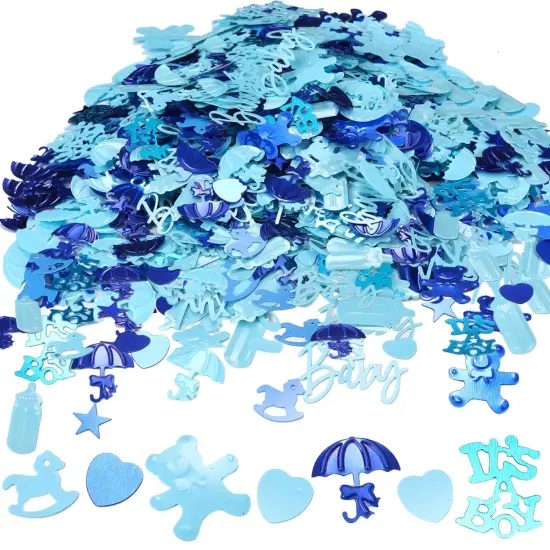 1100 Pcs It's a Boy Confetti Gender Reveal Confetti Baby Shower Confetti Blue Confetti Happy Birthday Confetti Bear Confetti for Boys Girls Table Decoration Christmas Party Balloon Filler {1}