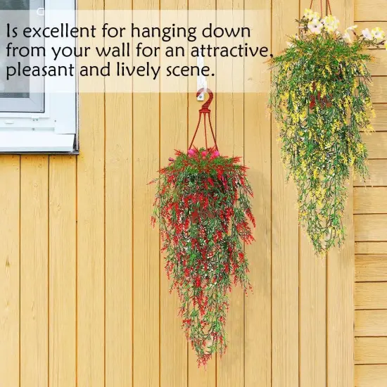 2x Artificial Hanging Flowers Vine Plant Home Garden Indoor Outdoor Decor Red {4}