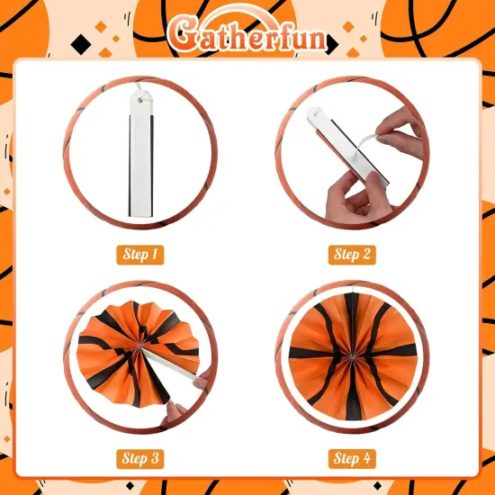 Basketball Party Decorations Kit - Basketball-Themed Paper Fans & Table Centerpiece Set, for Basketball Birthday Party & Supplies {3}