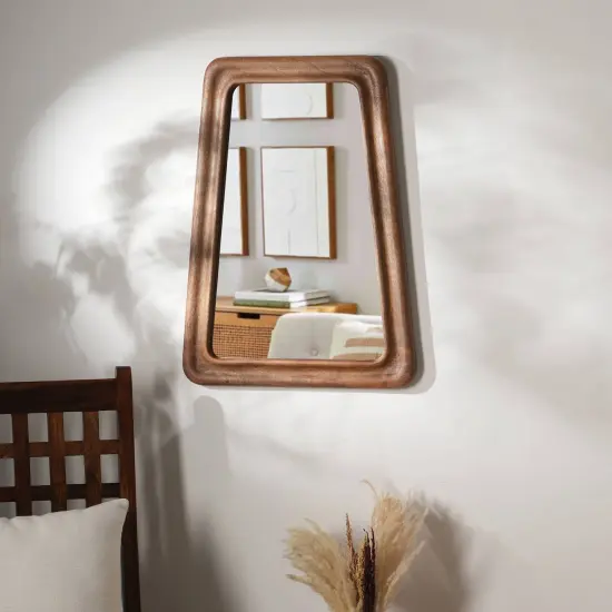 Trapezoid Wooden Wall Mirror {1}