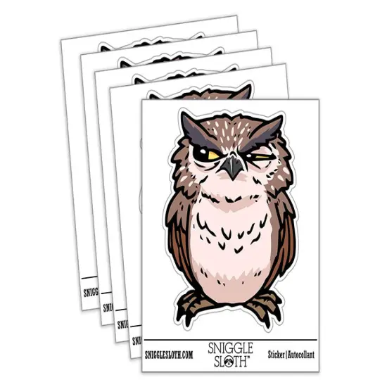 Water Bottle Sticker Set Suspicious Doubtful Owl Side Eye Bird Cute Waterproof Vinyl Stickers Pack Decal, Skateboard, Laptop, Car, Window, Bumper - 5 Pack {2}