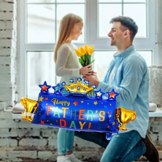 Father's Day Balloons Happy Father's Day Balloons Crown Trophy Foil Balloons for Father's Day Themed Party Happy Father's Day Party Supplies Decorations Party Sets-3 PCS {3}