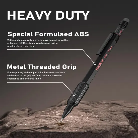 Mechanical Pencil Set with Case, 3PCS MP2000 Metal Artist Mechanical Pencil With 6 Tube HB Lead Refills, Eraser, Weatherproof Barrel for Outdoor Writing Drafting Drawing Sketching {4}