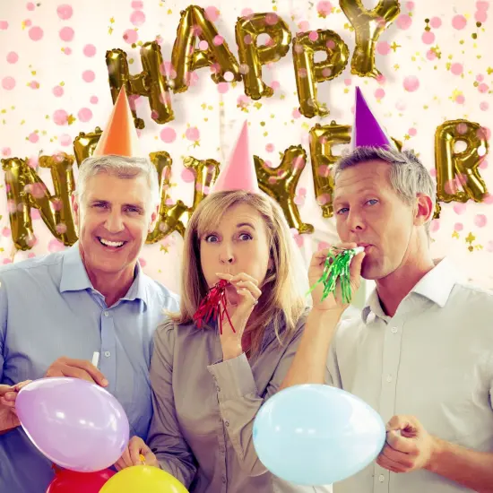 50 Pack Noise Makers Party Favors, Bulk Birthday Horns (5 Colors) Multicolor {3}