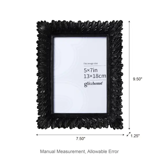 Set of 2 Black Scoop Resin Tabletop Picture Frames-5x7 {4}