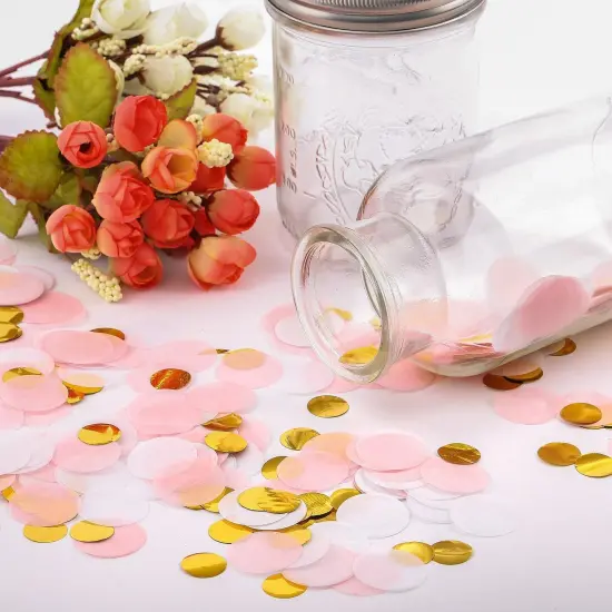 Round Tissue Confetti 6000 Pcs Paper Table Wedding Confetti Dots for Christmas, Wedding,Birthday Party,Baby Shower,Valentine's Day and Balloon Decorations,1 Inch (Pink,White, Gold) {3}