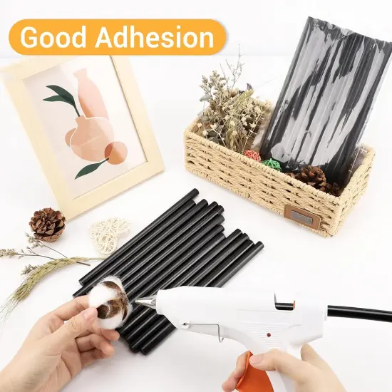 Black Craft Glue Gun Sticks, 0.43" Dia x 8" Long Full Size Hot Melt Glue Sticks for Fabric Adhesive Glue Sticks for DIY, Decoration, Car Dent Repair, Gluing Project, Wax Seal Stamp, 24 PCS {5}