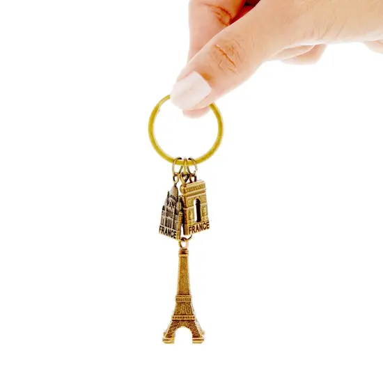 6 Pack Paris Keychain Souvenir Gifts, France Souvenir Gift, Key Rings with Eiffel Tower, French Flag, and Arc de Triomphe Multicolor {6}