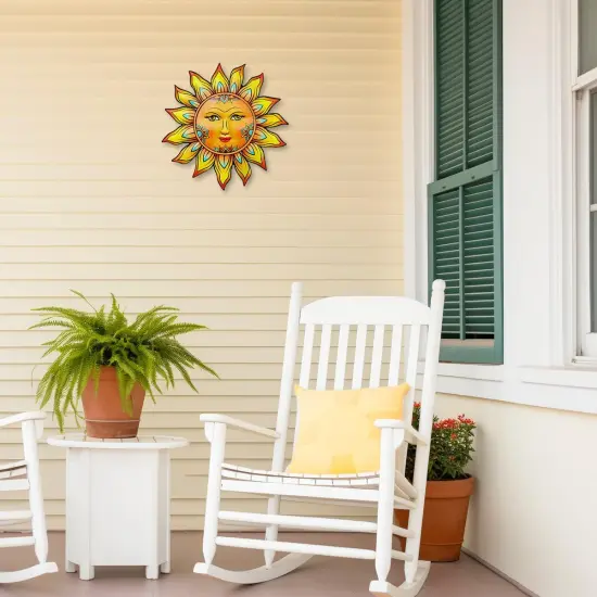 Summer Metal Sun Flower Wall Decor,13inches Sun Wall Art Hanging Decoration for Indoor and Outdoor, Garden Farmhouse Yard Patio Fence Living Room Bedroom Decor {3}