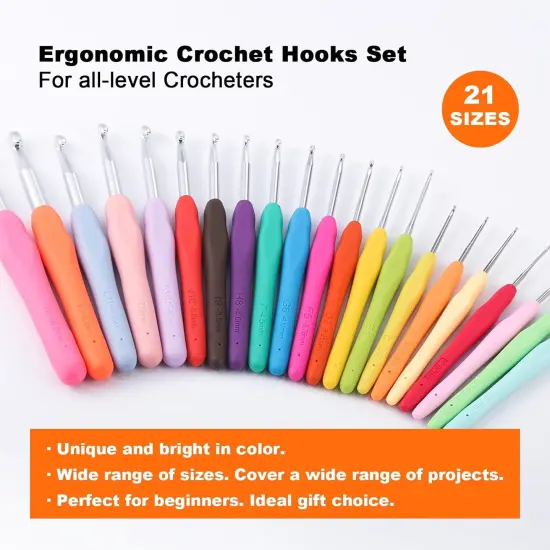 YOJOB 21 Sizes Crochet Hooks Set {5}