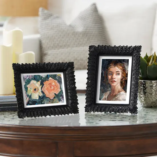 Set of 2 Black Scoop Resin Tabletop Picture Frames-5x7 {1}
