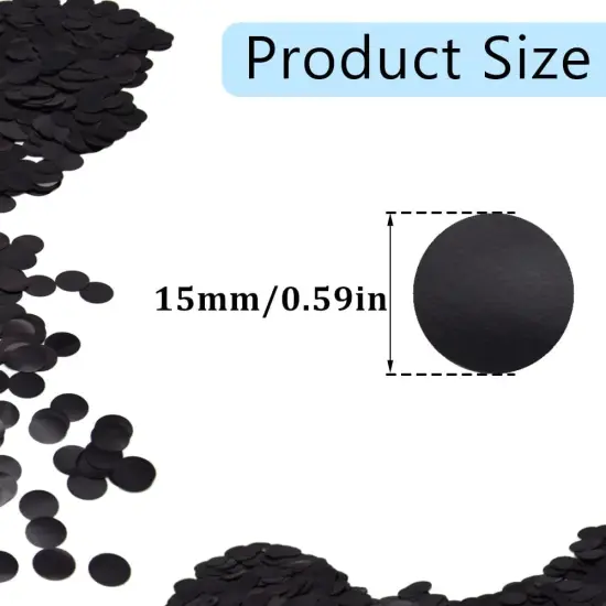 50g/1.76oz Metallic Glitter Foil Confetti 15mm Black Round Confetti Glitter Table Circle Dots Confetti Throwing Sequins for Party Decorations (Black/ZX-YX) {2}