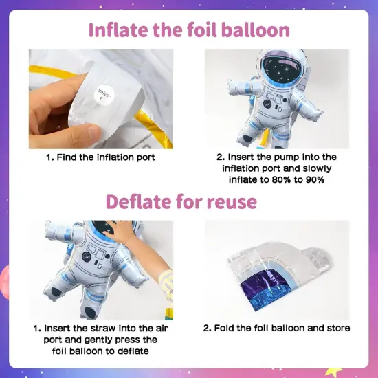 161pcs Space Balloons Arch Kit Outer Space Party Decorations with Space Astronaut Rocket Pink and Purple Balloons Space Themed Birthday Party Baby Shower Decorations {4}