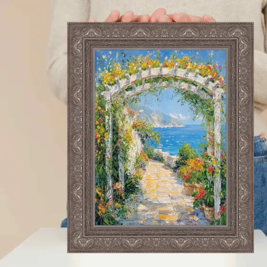 Wide Aged Vintage Silver Leaf Gothic Luxury Picture Frame 10x15 frame {7}