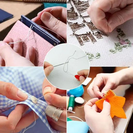 80 PCS Large Eye Sewing Needles, Two 7 Sizes Sewing Sharp Needles, Leather Needle Embroidery Thread Needle, Stainless Steel Yarn Knitting Needles with Threaders for Handsewing Art Crafts CJ {3}