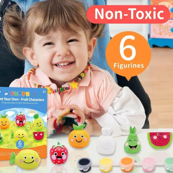 Summer Paint Your Own Fruits Painting Kit, 13 PCS Crafts Set for Kids, STEAM Project Creative Activity DIY Toys with 6 Figurines, 6 Paint Pots, 1 Brush {5}