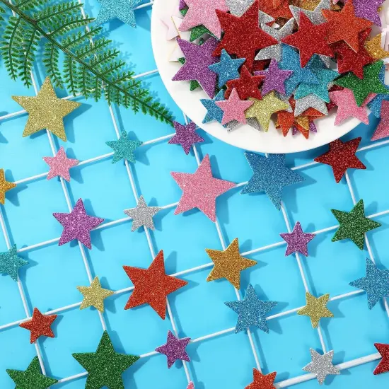 Colorful Glitter Star Foam Sticker, 300Pcs Stars Shapes Glitter Self Adhesive Foam Stickers for Kids Party Favors Toddler DIY Crafts Supplies Home Decorations {3}