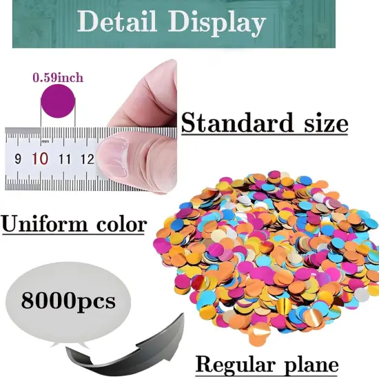 Rainbow Metallic Foil Confetti 8000 Pcs Multicolor Shiny Round Table Confetti for Fill Balloon Wedding Graduation Party Decorations,60g of pack {5}