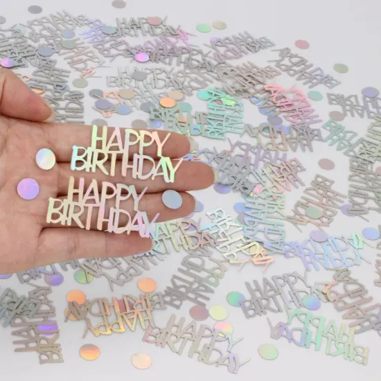 Birthday Confetti, Glitter Happy Birthday Table Decorations, 270 PCS Iridescent Party Decorations {1}