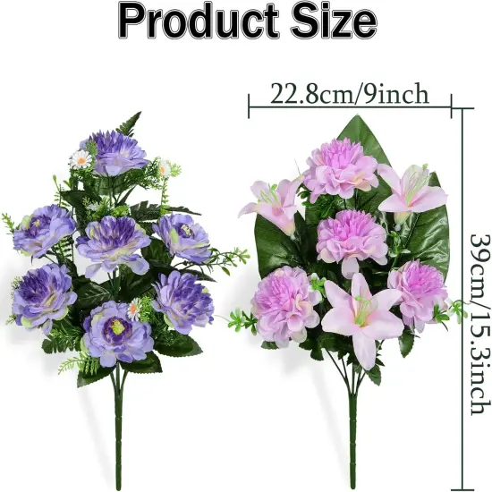 Artificial Grave Memorial Flowers with Vase for Cemetery Graveyard Decoration {2}