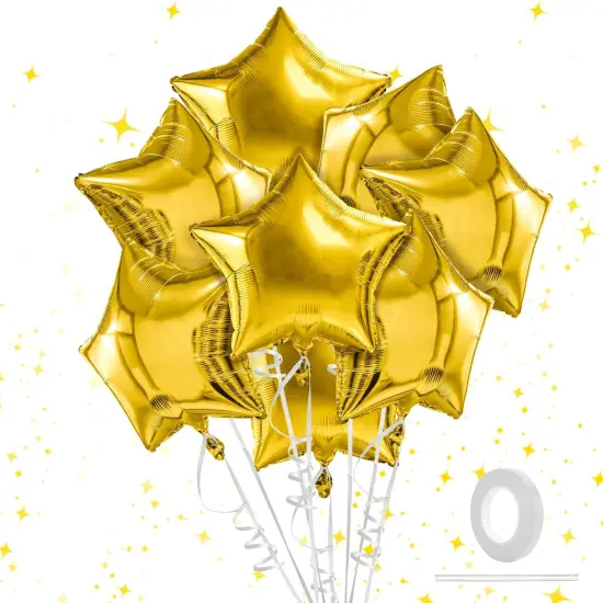 Star Balloons, 18 Inch Foil Balloons, 10 PCS Star Balloons Foil, Gold Star Foil Balloons Set Mylar Balloons Gold Balloons Star for Birthday Party Anniversary Wedding Baby Shower New Year Decorations {1}