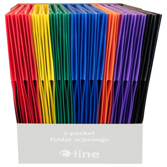 C-Line 2-Pocket Poly Portfolio with Prongs, Assorted Colors, Set of 36 {3}